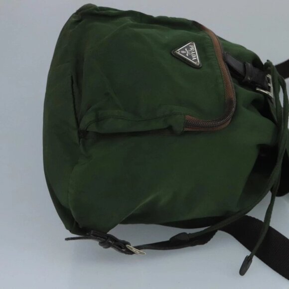 PRADA Backpack Nylon Khaki Silver Auth 108373 - Picture 5 of 14
